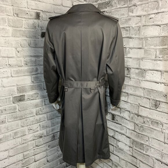 Vintage 90s Nino Cerruti Double Breasted Belted Grey Trench Coat - Picture 5 of 15